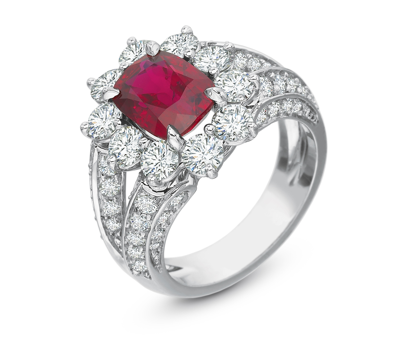 Cushion Ruby Ring_Split Shank_478